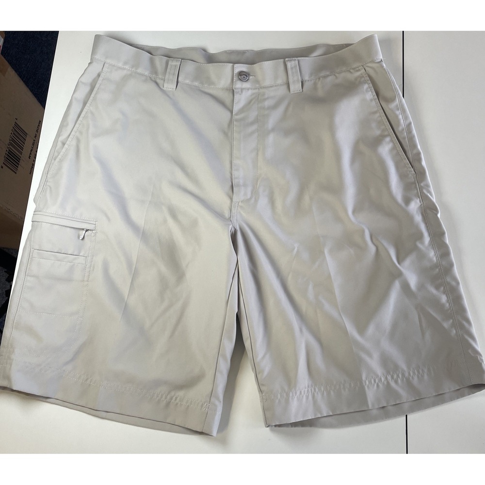 Callaway Stretch Cargo Shorts Opti-Dri Mens 36 Beige Zipper Pocket